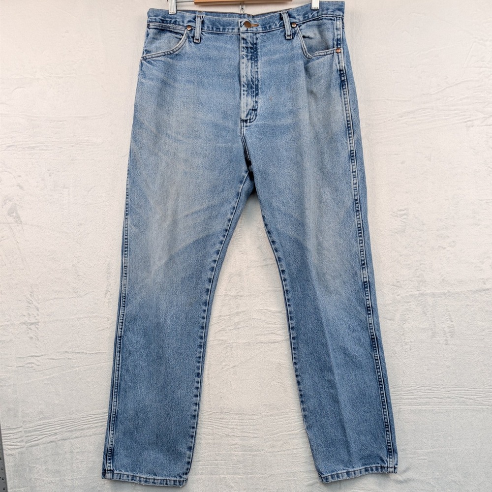 VTG Wrangler Jeans Men's 38x34 Blue Cowboy Cut High Rise 13MWZGK Western Y2K